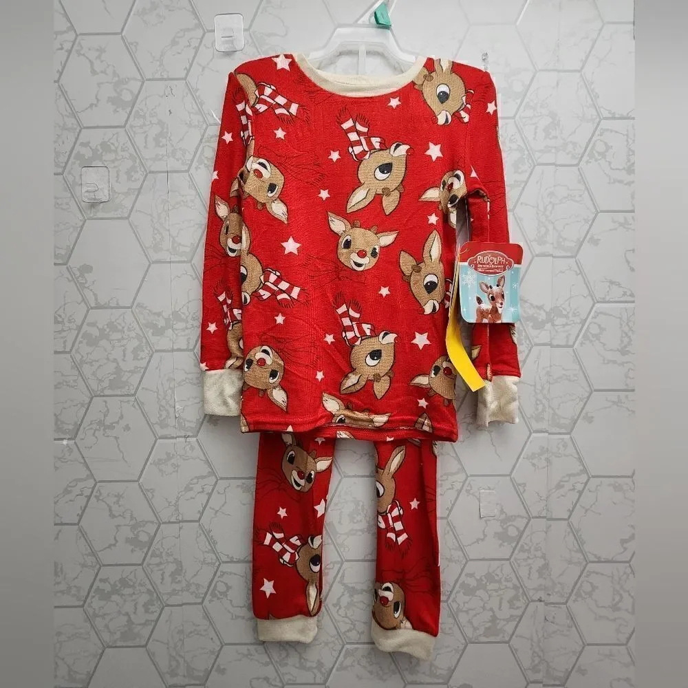 Nwt Unisex Baby Boy or Girl Christmas Rudolph Red Nosed Reindeer pajama set